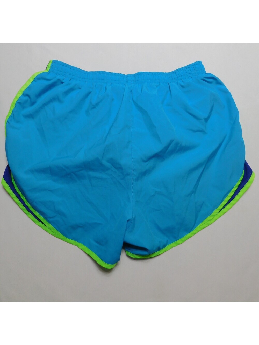 Nike Tempo Dri Fit Running Shorts Womens Medium M Blue Lime Green Athletic - Picture 8 of 8
